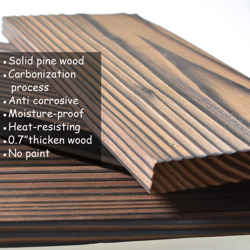 PHUNAYA Floating Shelves Rustic Wood Wall Mounted Shelf Practical Metal Fence Design Ideal for Bedroom, Bathroom, Kitchen Set of 3(Brown) - Image 3